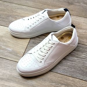BODEN All White Leather Lace-Up Sneakers